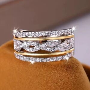 Zirconia Wedding Gold and Silver Women's Ring